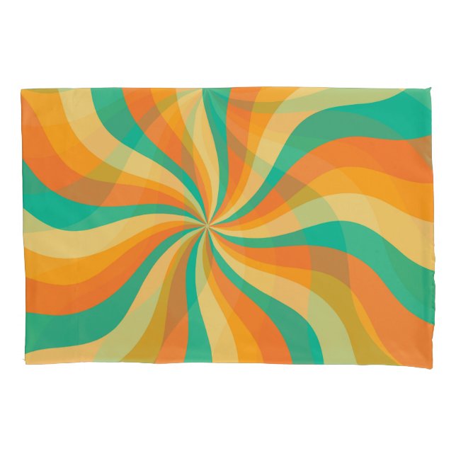 Retro 70s Sunburst Colourful Background Pillowcase (Front)