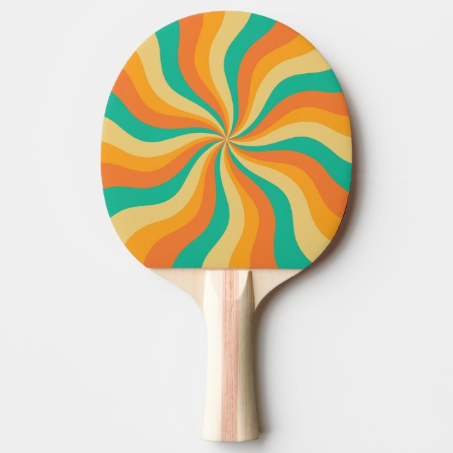 Retro 70s Sunburst Colourful Background Ping Pong Paddle (Front)