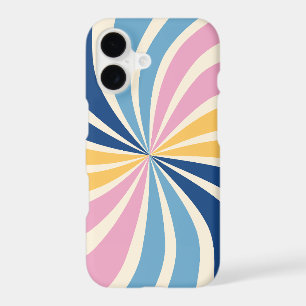Retro 70s Sunburst Pink Blue Yellow