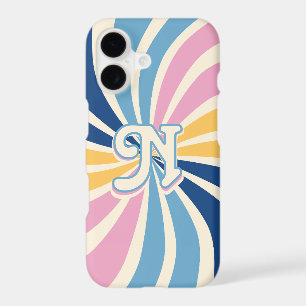 Retro 70s Sunburst Pink Blue Yellow