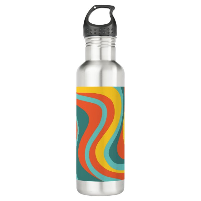 Retro 70s swirls background 710 ml water bottle (Front)