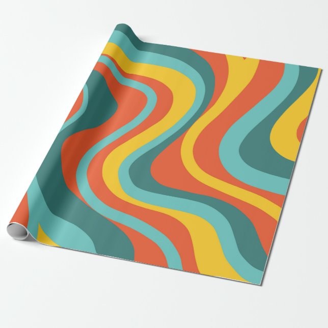 Retro 70s swirls background wrapping paper (Unrolled)