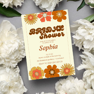 retro 70S trendy BRIDAL SHOWER  Invitation