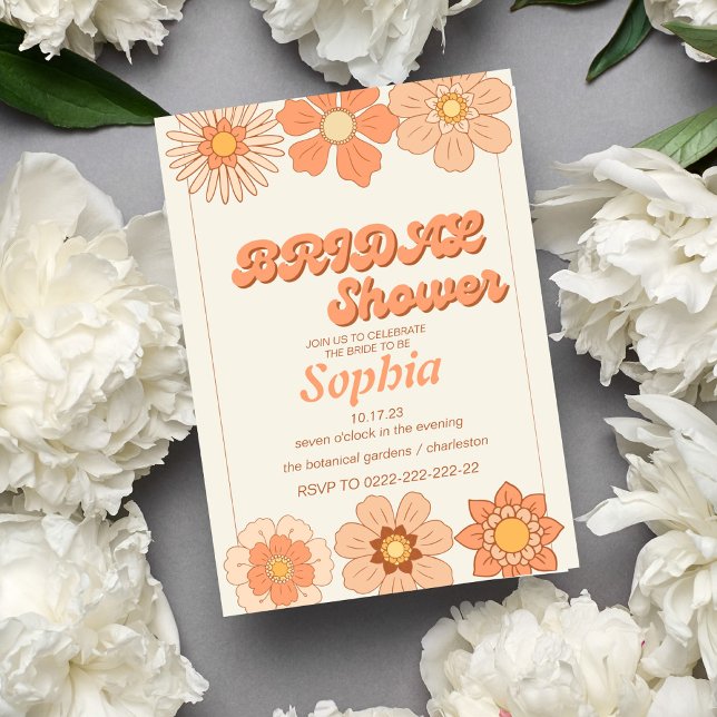 retro 70S trendy BRIDAL SHOWER  Invitation (Creator Uploaded)