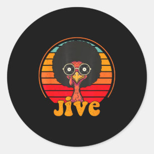 Retro 70s Turkey Jive Afro Thanksgiving Family Men Classic Round Sticker