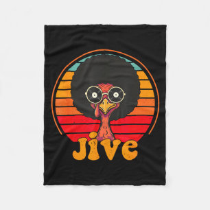 Retro 70s Turkey Jive Afro Thanksgiving Family Men Fleece Blanket