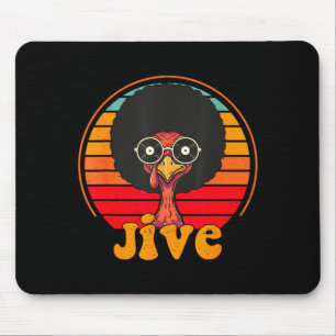 Retro 70s Turkey Jive Afro Thanksgiving Family Men Mouse Pad