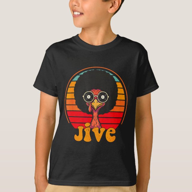 Retro 70s Turkey Jive Afro Thanksgiving Family Men T-Shirt (Front)