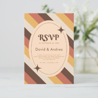 Retro 70s Typography Stripes QR Code Wedding RSVP