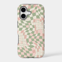 Retro 70s Wavy Checkerboard Distorted Grid Pattern