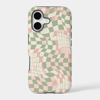 Retro 70s Wavy Checkerboard Distorted Grid Pattern