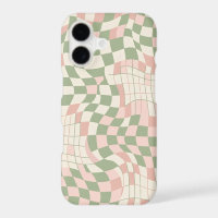 Retro 70s Wavy Chequerboard Distorted Grid Pattern