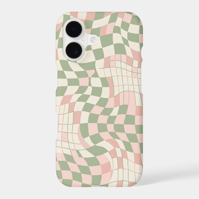 Retro 70s Wavy Chequerboard Distorted Grid Pattern (Back)