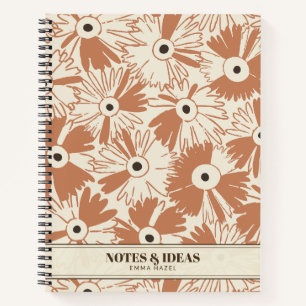 Retro 70s Wildflower & Polka Dot Personalized Notebook