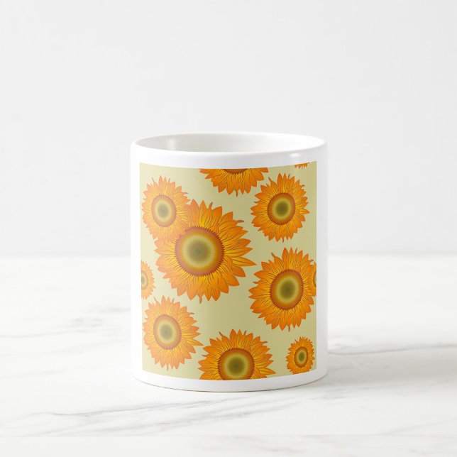 Retro 70s Yellow Sunflower Floral Pattern Coffee Mug (Creator Uploaded)