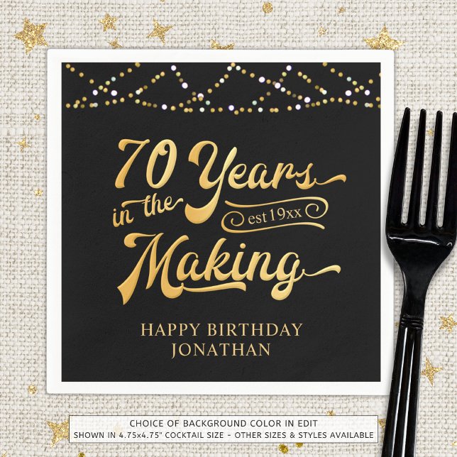 Retro 70th Birthday 70 Years in the Making Lights Napkin (Creator Uploaded)