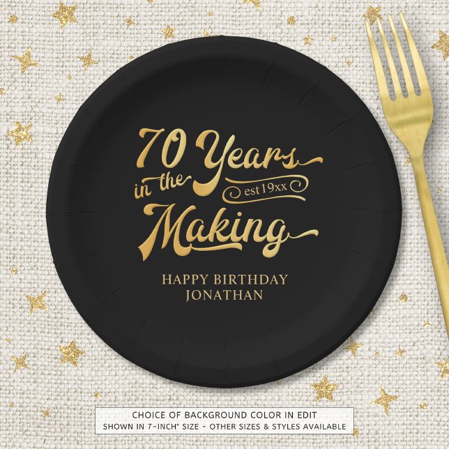 Retro 70th Birthday 70 Years in the Making Lights Paper Plate (Creator Uploaded)