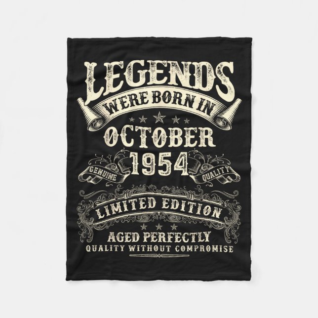 Retro 71st Birthday For Men 71 Year Old October 19 Fleece Blanket (Front)