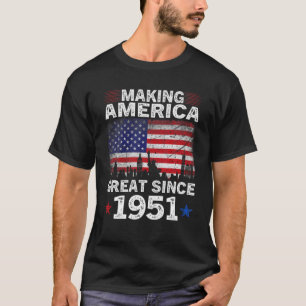 Retro 71St Birthday USA Flag Making America Great T-Shirt