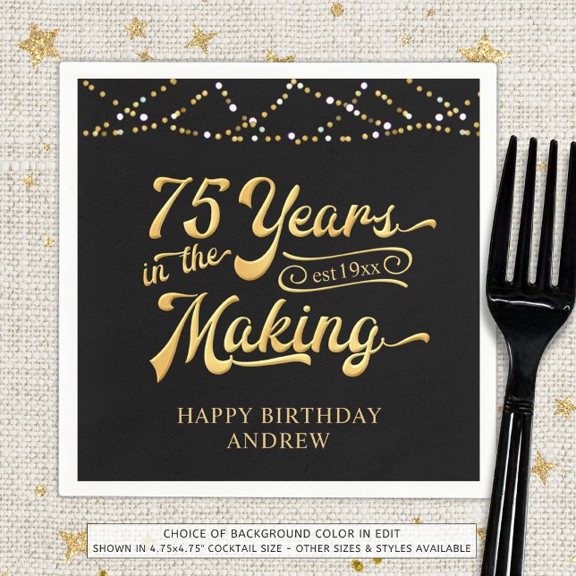 Retro 75th Birthday 75 Years in the Making Lights Napkin (Creator Uploaded)