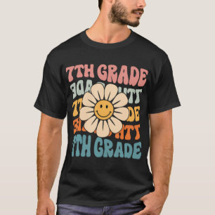 Retro 7Th Grade Daisy Colourful Back To School T-Shirt