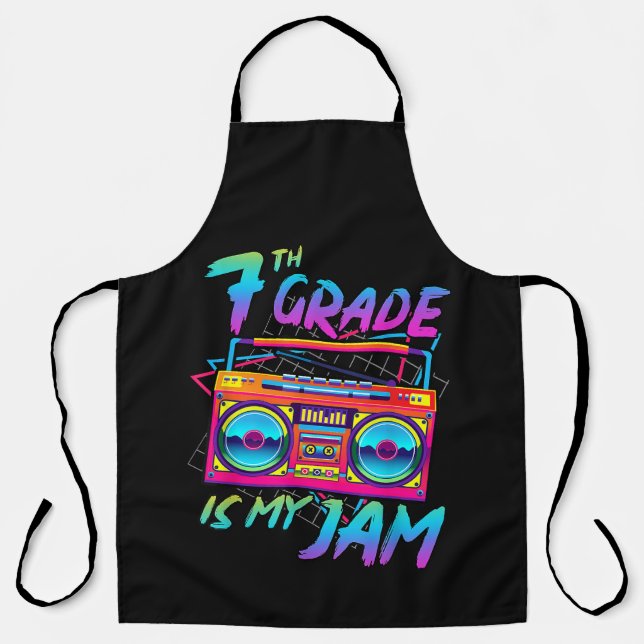 Retro 80s 7th Grade Is My Jam Back To School Apron (Front)