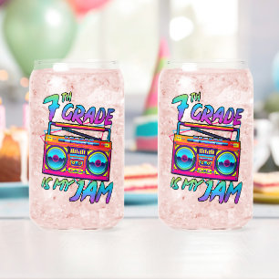 Retro 80s 7th Grade Is My Jam Back To School Can Glass