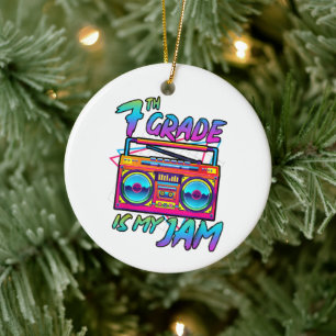 Retro 80s 7th Grade Is My Jam Back To School Ceramic Tree Decoration