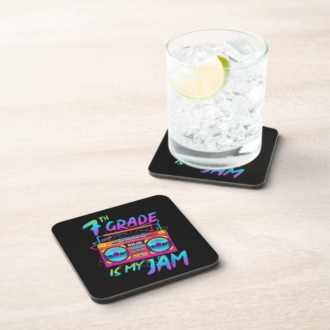 Retro 80s 7th Grade Is My Jam Back To School Coaster (Right Side)