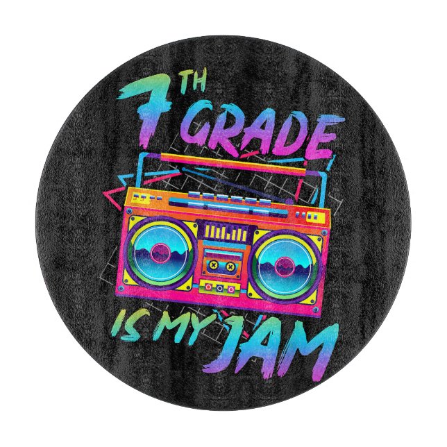 Retro 80s 7th Grade Is My Jam Back To School Cutting Board (Front)