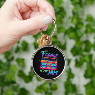Retro 80s 7th Grade Is My Jam Back To School Key Ring