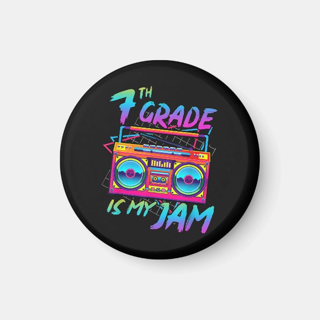 Retro 80s 7th Grade Is My Jam Back To School Magnet (Front)