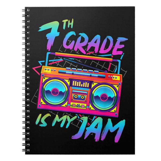 Retro 80s 7th Grade Is My Jam Back To School Notebook (Front)