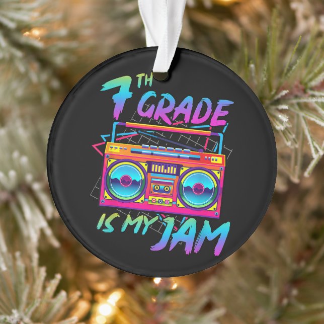 Retro 80s 7th Grade Is My Jam Back To School Ornament (Tree)