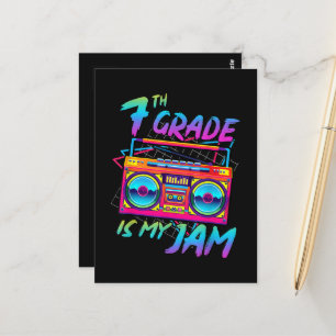 Retro 80s 7th Grade Is My Jam Back To School Postcard