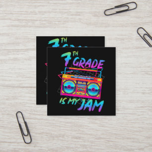Retro 80s 7th Grade Is My Jam Back To School Square Business Card