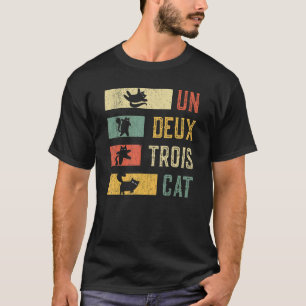 Retro 80s 90s Ca Cute Cat Un Deux Trois T-Shirt