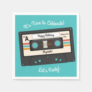 Retro 80's 90's Cassette Tape Music Birthday Party Napkin