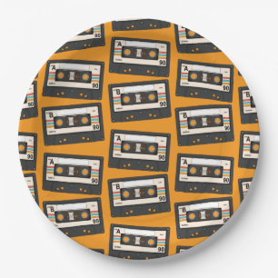 Retro 80's 90's Cassette Tape Music Birthday Party Paper Plate