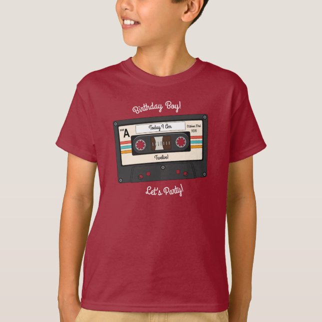 Retro 80's 90's Cassette Tape Music Birthday Party T-Shirt (Front)