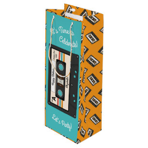 Retro 80's 90's Cassette Tape Music Birthday Party Wine Gift Bag