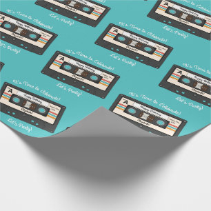 Retro 80's 90's Cassette Tape Music Birthday Party Wrapping Paper