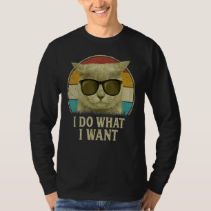 Retro 80s 90s Cat   I Do What I Want Cat T-Shirt