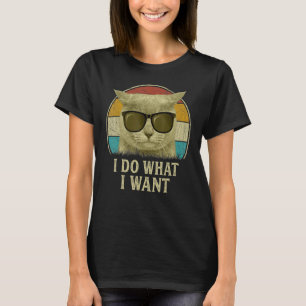 Retro 80s 90s Cat   I Do What I Want Cat T-Shirt