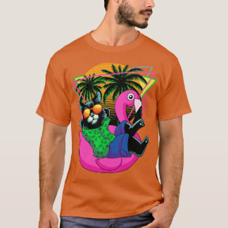 Retro 80s 90s Flamingo Cat Gifts Men Kids Women Fu T-Shirt