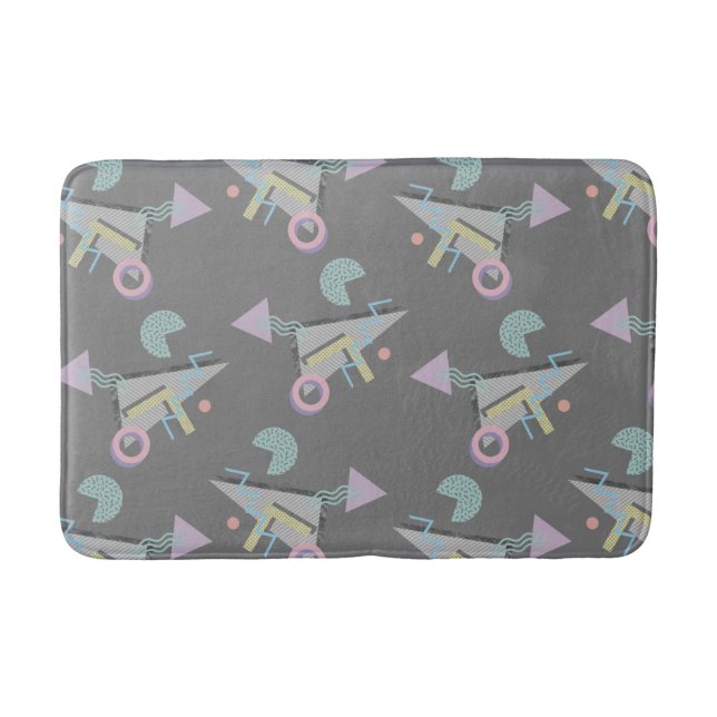 Retro 80s 90s Geometric Print Bath Mat (Front)