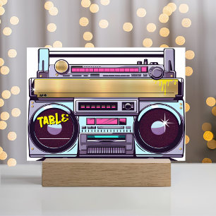 Retro 80's 90's Hip Hop Colourful Boombox Wedding Place Card