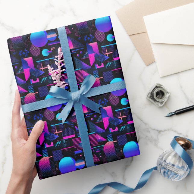 Retro 80s 90's Memphis Geometric Wrapping Paper (Gifting)