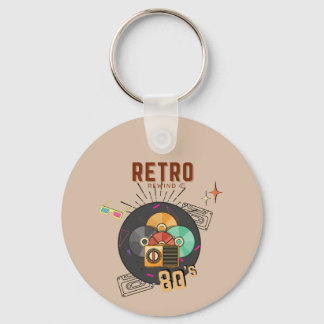 Retro 80s/90s Music CD Cover Design Key Ring