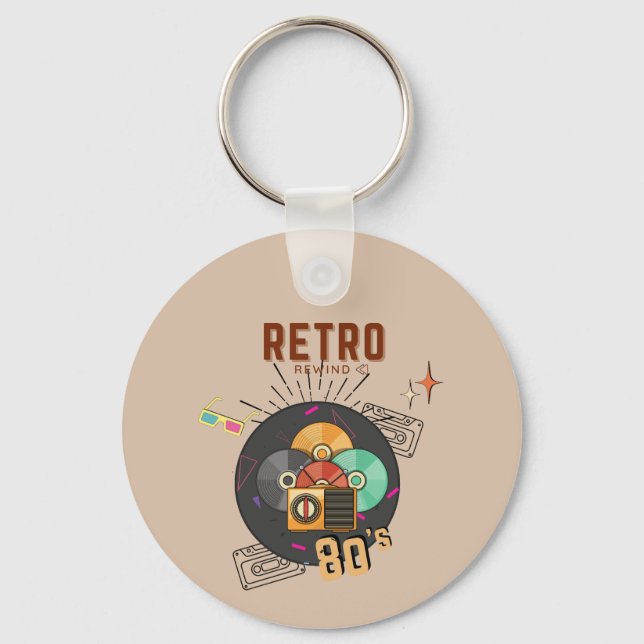 Retro 80s/90s Music CD Cover Design  Key Ring (Front)